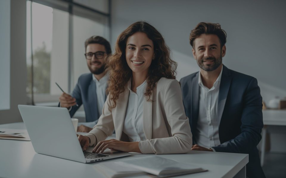 business team standing in a bright office.office weekdays